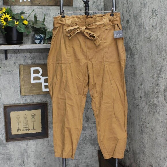 NWT Ella Rafaella Pants with Removable Tie Belt LRBMC006R2 1X Chipmunk Brown - Picture 2 of 6